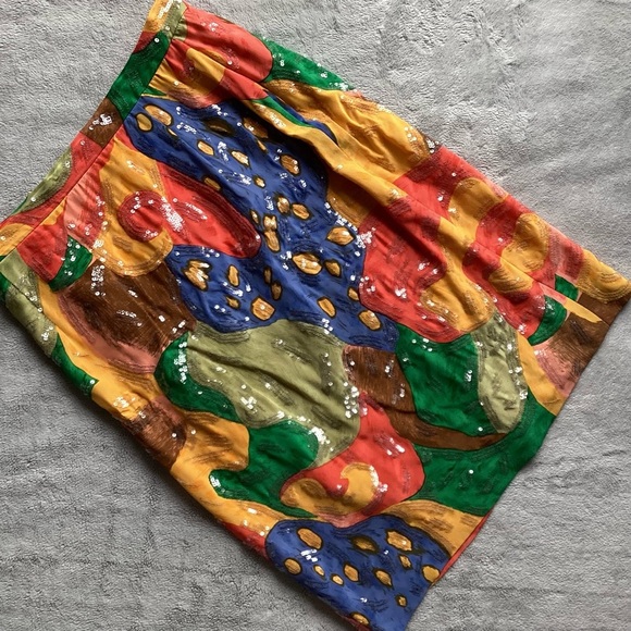 Carlisle Dresses & Skirts - Carlisle Vintage 80s Sequin Geometric Pop Art Silk Pencil Skirt VTG